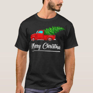 Merry Christmas Red Truck Christmas Tree for Men W T-Shirt