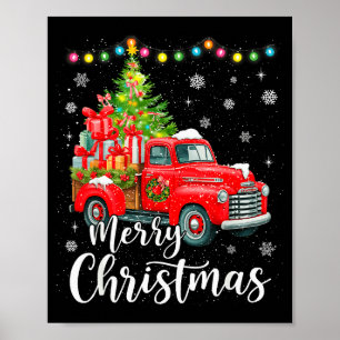 Merry Christmas Red Truck Family Christmas Matchin Poster