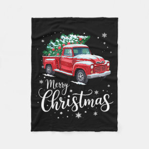 Merry Christmas Red Truck Family Matching Christma Fleece Blanket