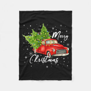 Merry Christmas Red Truck Family Matching Christma Fleece Blanket