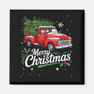 Merry Christmas Red Truck Family Matching Christma Magnet