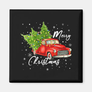 Merry Christmas Red Truck Family Matching Christma Magnet