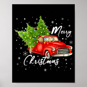Merry Christmas Red Truck Family Matching Christma Poster