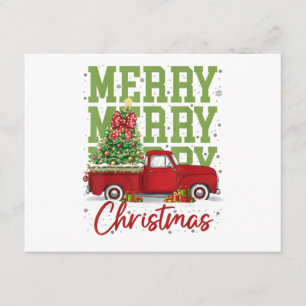Merry Christmas Red Truck Family Matching Pajama M Enclosure Card