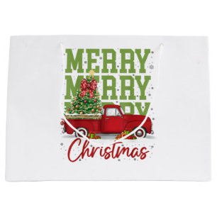 Merry Christmas Red Truck Family Matching Pajama M Large Gift Bag