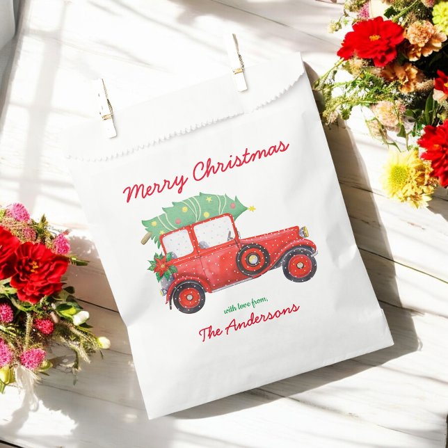 Merry Christmas Red Truck Holiday Favour Bags (Creator Uploaded)