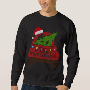 Merry Christmas Red Truck Santa Hat Xmas Tree Paja Sweatshirt