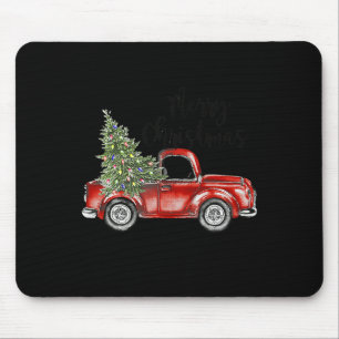 Merry Christmas Red Truck Tree Light Funny Family Mouse Pad