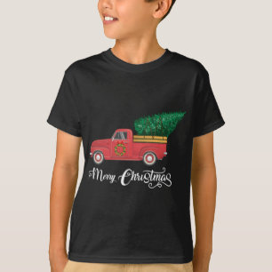 Merry Christmas Red Truck With Christmas Tree And T-Shirt
