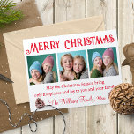 merry christmas,red typography 3 photos collage  postcard<br><div class="desc">background elements from freepik.com
elegant merry christmas, red typography 3 photos collage Postcard 
you can change font colour and style</div>
