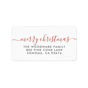 Merry Christmas Red Typography Christmas Holiday Label