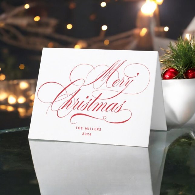 Merry Christmas Red Typography Holiday Card (Creator Uploaded)