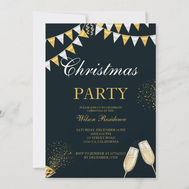 Merry Christmas | Red Typography Invitation (Front)