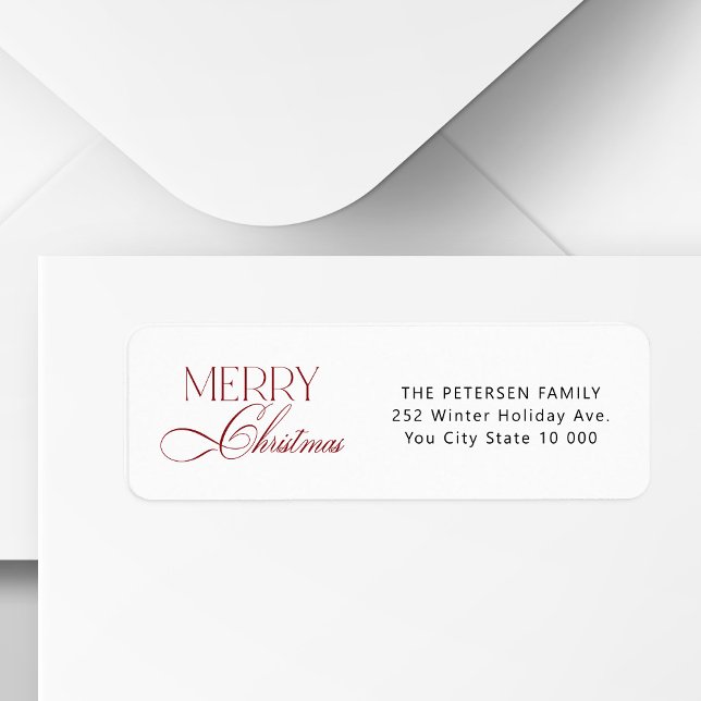 Merry Christmas red typography return address  (Creator Uploaded)
