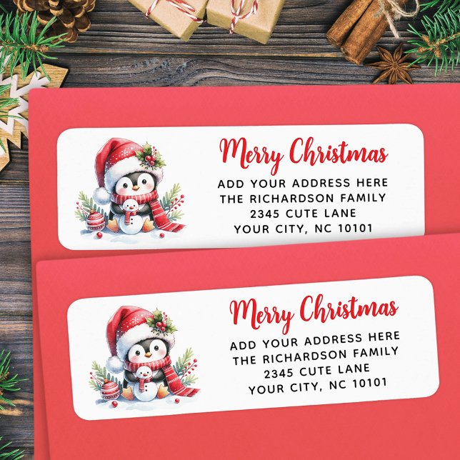 Merry Christmas Red White Cute Penguin Custom (Creator Uploaded)