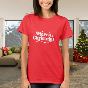 Merry Christmas red white retro T-Shirt