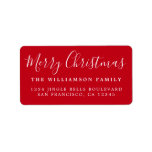 Merry Christmas Red White Return Address Label<br><div class="desc">Add some extra cheer to your holiday cards and invitations with our festive Merry Christmas return address labels. This stylish Christmas design features 'Merry Christmas' in white handwritten chic script calligraphy on a red background. Simply add your name and address. Exclusively designed for you by Happy Dolphin Studio. If you...</div>