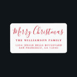 Merry Christmas Red White Return Address Label<br><div class="desc">Add some extra cheer to your holiday cards and invitations with our festive Merry Christmas return address labels. This stylish Christmas design features 'Merry Christmas' in red handwritten chic script calligraphy on a white background. Simply add your name and address. Exclusively designed for you by Happy Dolphin Studio. If you...</div>