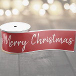 Merry Christmas Red White Ribbon | Personalise Satin Ribbon<br><div class="desc">Wrap Your Gifts with Holiday Magic! Make every present pop with custom Merry Christmas gift ribbon in festive red and white—a charming detail that adds warmth and joy to your holiday wrapping. Personalise it with your name, message, or seasonal greeting using our easy template—or keep the classic design as-is. Perfect...</div>