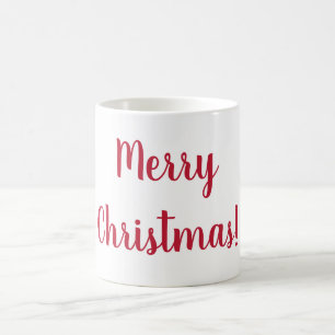 Merry Christmas Red & White Script Typography Coffee Mug