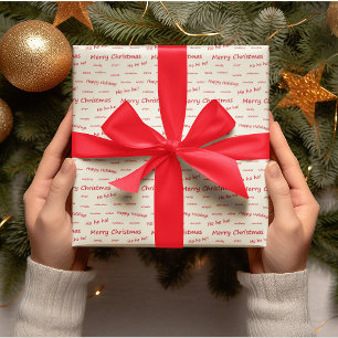 Merry Christmas Red & White Script  Wrapping Paper