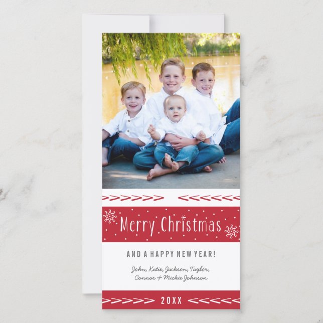 Merry Christmas Red White Stripes Holiday Card (Front)
