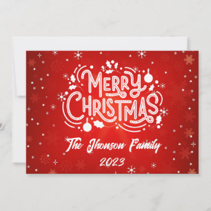 Merry Christmas Red Winter Snowflakes Invitation