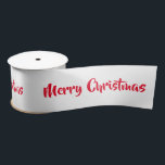 Merry Christmas red words Satin Ribbon<br><div class="desc">Merry Christmas red words on white background design. Beautiful Christmas design.</div>