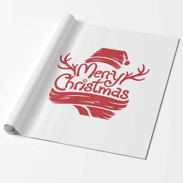 Merry Christmas red Wrapping Paper (Unrolled)