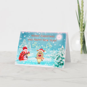 Merry Christmas Reindeer 1 Holiday Card