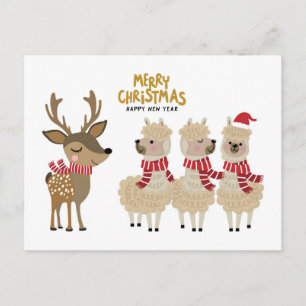 Merry Christmas   Reindeer & Alpacas Postcard