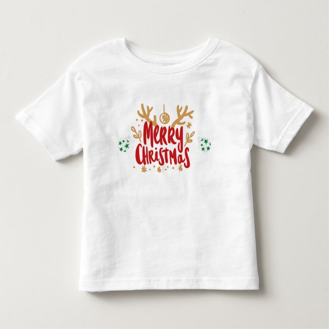 Merry Christmas Reindeer Antlers Kids T-Shirt (Front)