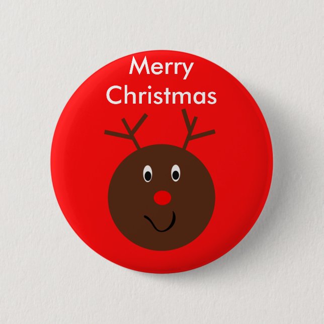 Merry Christmas Reindeer Button Party Favours (Front)