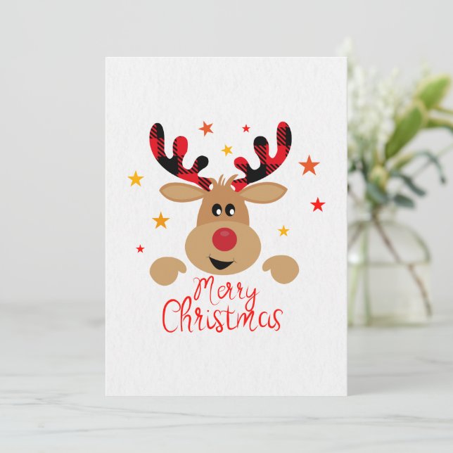 Merry Christmas Reindeer Card  (Standing Front)