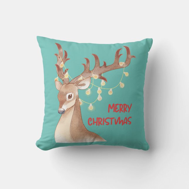 Merry Christmas Reindeer Cushion (Front)