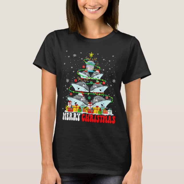 Merry Christmas Reindeer Elf Santa Cruise Ships Xm T-Shirt (Front)