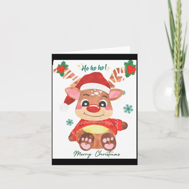 Merry Christmas Reindeer Festive Fun Toddler  Card (Front)