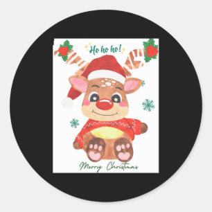 Merry Christmas Reindeer Festive Fun Toddler  Classic Round Sticker