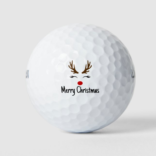 Merry Christmas Reindeer Golf Balls (Front)