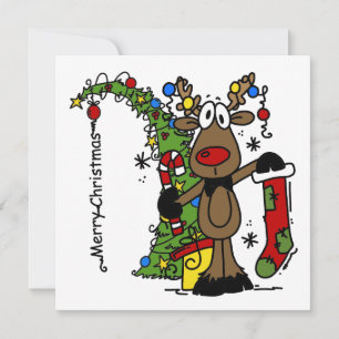 Merry Christmas Reindeer Holiday Card