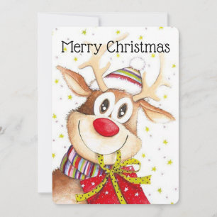 Merry Christmas Reindeer Holiday Card