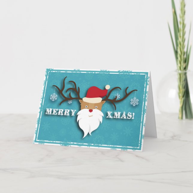 Merry Christmas Reindeer Holiday Card (Front)