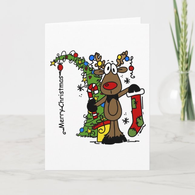 Merry Christmas Reindeer Holiday Card (Front)