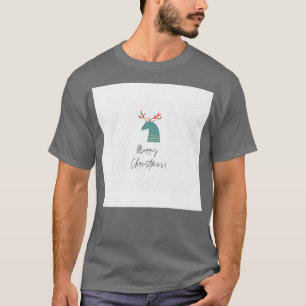 Merry Christmas Reindeer Holiday Decoration Print  T-Shirt