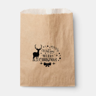 MERRY CHRISTMAS Reindeer Holiday Favour Treat Bags