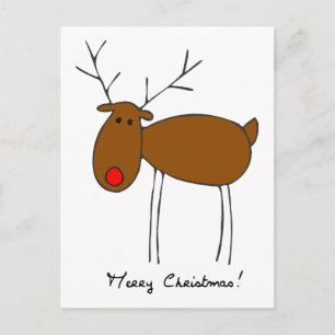 Merry Christmas Reindeer Holiday Postcard