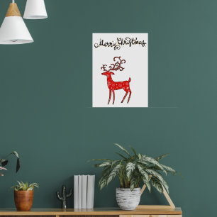 Merry Christmas Reindeer Holiday T-Shirt Tote Bag Poster