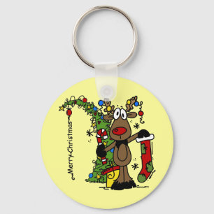 Merry Christmas Reindeer Key Ring
