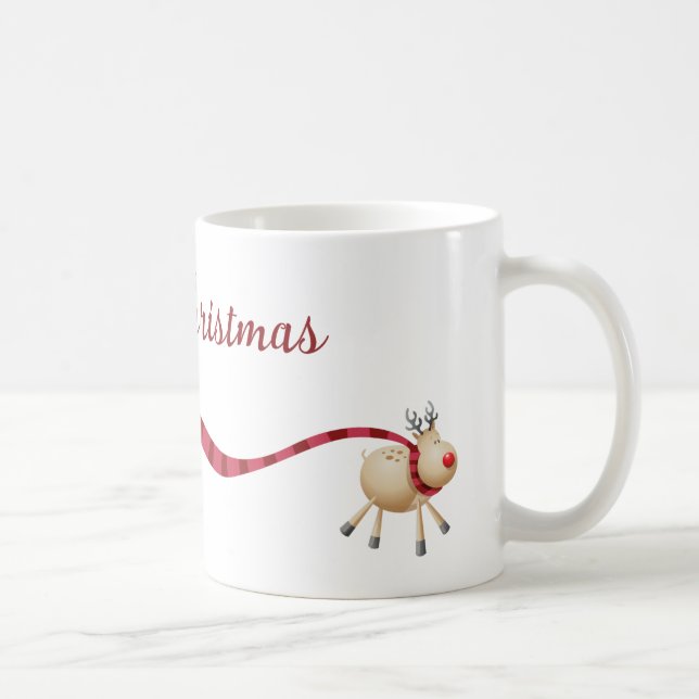 Merry Christmas Reindeer Long Scarf Coffee Mug (Right)