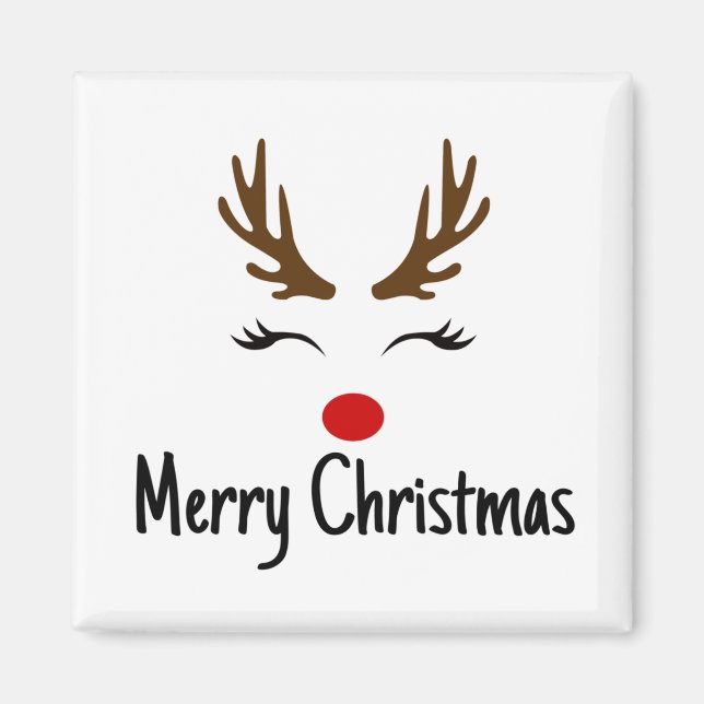 Merry Christmas Reindeer Magnet (Front)